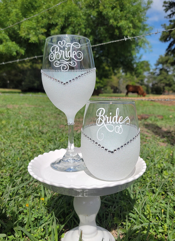 Bridal Wine Glass Gift BlueSkyeBoutique   BlueSkyeBoutique