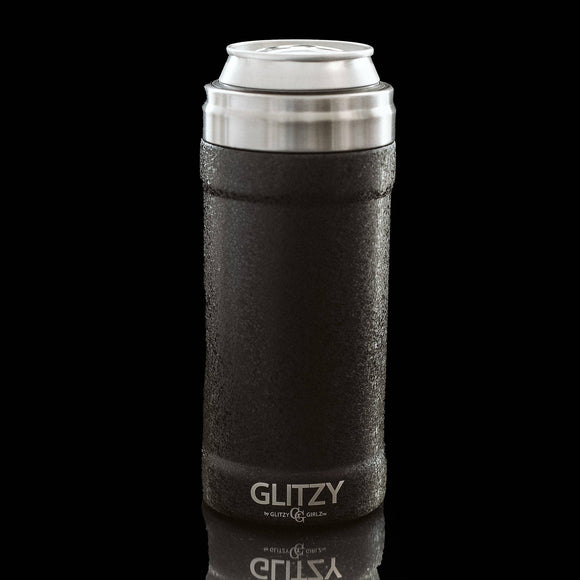 Black Ice Paint Skinny Can Cooler 12oz. Glitzy