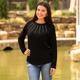 Embellished Long Sleeve Top - Black Shirts & Tops BlueSkyeBoutique   BlueSkyeBoutique