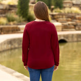 Embellished Long Sleeve Top - Maroon Shirts & Tops BlueSkyeBoutique   BlueSkyeBoutique