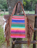 Brown Cowhide/Serape with Fringe BlueSkyeBoutique