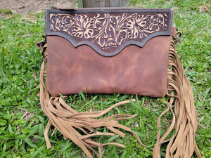 Mocha Dash Hand-Tooled Bag BlueSkyeBoutique