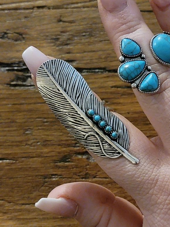 Feather Cuff Ring-Large rings BlueSkyeBoutique 14.50  BlueSkyeBoutique