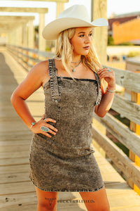 Black Wash Denim Buckle Strap Dress Dress BlueSkyeBoutique   BlueSkyeBoutique