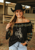 Buckin Rodeo off the shoulder Top Blouse BlueSkyeBoutique   BlueSkyeBoutique