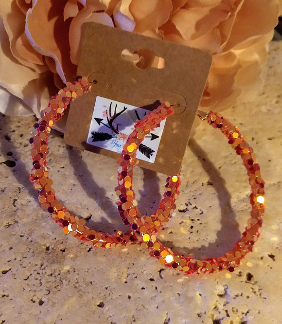 Glitter Coral Hoop-Lg BlueSkyeBoutique