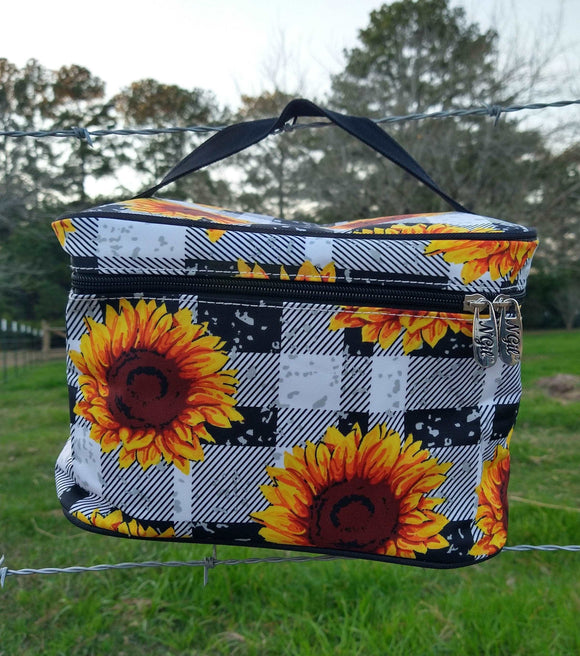 Sunflower Plaid Train Case BlueSkyeBoutique