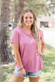 Very Fave Lace V-Neck- Mauve BlueSkyeBoutique