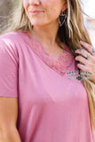 Very Fave Lace V-Neck- Mauve BlueSkyeBoutique