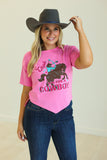 Cupid Aim for a Cowboy V-Hem Top, Pink Graphic Tee BlueSkyeBoutique   BlueSkyeBoutique