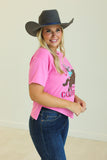 Cupid Aim for a Cowboy V-Hem Top, Pink Graphic Tee BlueSkyeBoutique   BlueSkyeBoutique