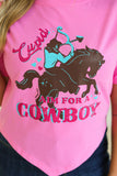 Cupid Aim for a Cowboy V-Hem Top, Pink Graphic Tee BlueSkyeBoutique   BlueSkyeBoutique