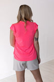 The Nicole V-Neck Top-Neon Pink