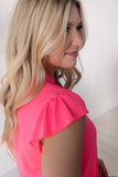 The Nicole V-Neck Top-Neon Pink