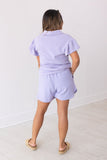 Lilac Quarter Zip with Flutter Sleeves