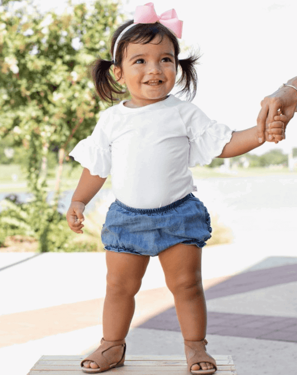 White Mia Bodysuit RuffleButts