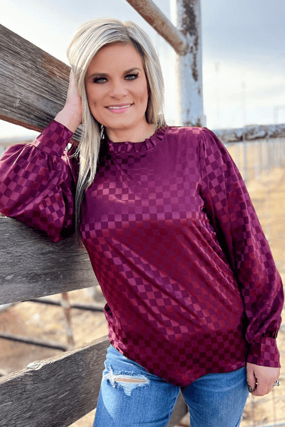 MERRY IN CRANBERRY TOP Shirts & Tops BlueSkyeBoutique   BlueSkyeBoutique