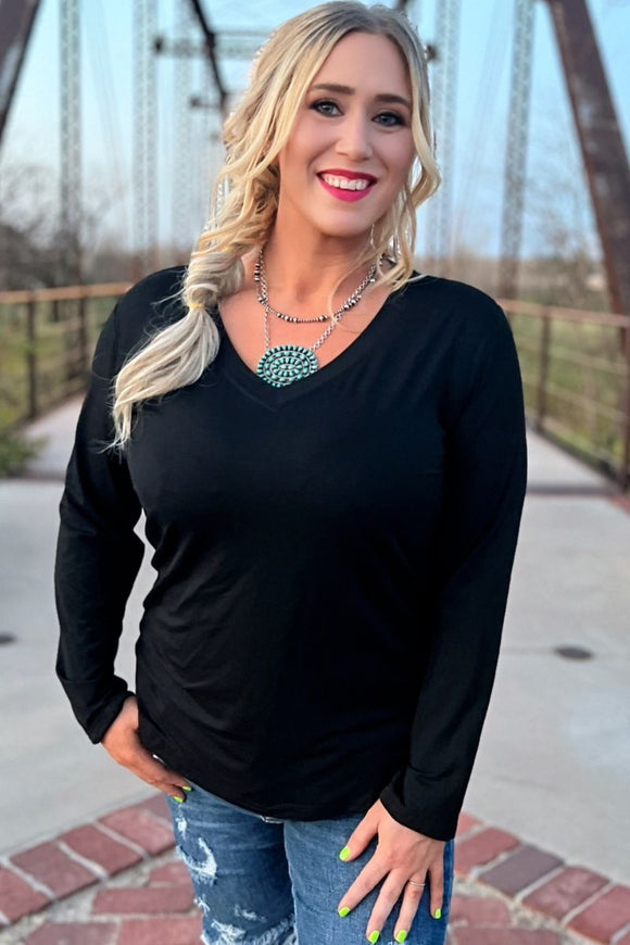 SIMPLE STERLING BLACK LONG SLEEVE Shirts & Tops BlueSkyeBoutique   BlueSkyeBoutique