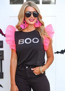 Hey Boo Sequin Patch Top Blouse BlueSkyeBoutique   BlueSkyeBoutique