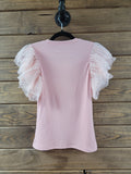 Dotty Ribbed Top- Blush Blouse BlueSkyeBoutique   BlueSkyeBoutique