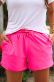 Solid Neon Pink Everyday Shorts Bottoms BlueSkyeBoutique   BlueSkyeBoutique