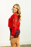 Sequin Merry Top- Red Shirts & Tops BlueSkyeBoutique   BlueSkyeBoutique