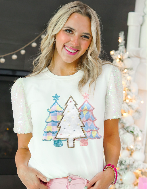 Festive Forest on Princess Top- White Shirts & Tops BlueSkyeBoutique   BlueSkyeBoutique