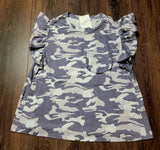 CAMO RUFFLE TEE Blouse BlueSkyeBoutique 38.75  BlueSkyeBoutique