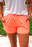 Solid Neon Coral Everyday Shorts Bottoms BlueSkyeBoutique   BlueSkyeBoutique
