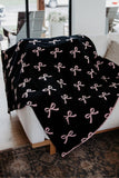 Pink and Black Bows Double Sided Throw Blanket Gift BlueSkyeBoutique   BlueSkyeBoutique