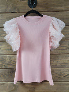 Dotty Ribbed Top- Blush Blouse BlueSkyeBoutique   BlueSkyeBoutique