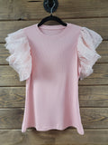 Dotty Ribbed Top- Blush Blouse BlueSkyeBoutique   BlueSkyeBoutique