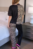 Double Take Leopard Ruffle Pajama Set