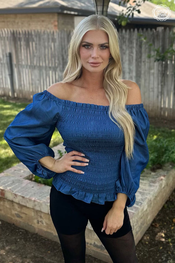 DENIM DARLING DARK BLUE Blouse BlueSkyeBoutique   BlueSkyeBoutique