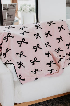 Pink and Black Bows Double Sided Throw Blanket Gift BlueSkyeBoutique   BlueSkyeBoutique
