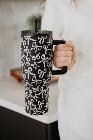 Black & White Bows Design Tumbler Tumblers BlueSkyeBoutique   BlueSkyeBoutique