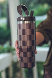 Chocolate Check Travel Tumbler Tumblers BlueSkyeBoutique   BlueSkyeBoutique