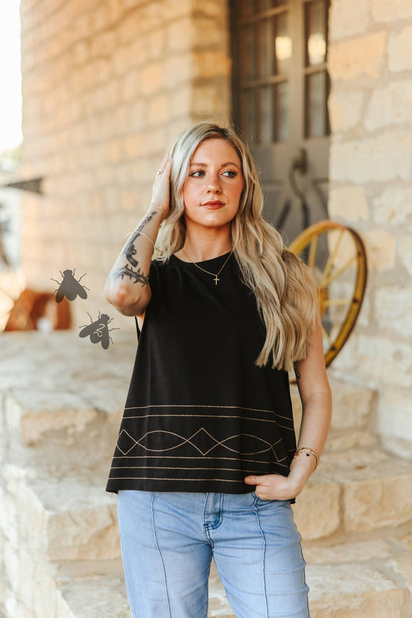 RODEO STITCH TANK TOP Shirts & Tops BlueSkyeBoutique   BlueSkyeBoutique