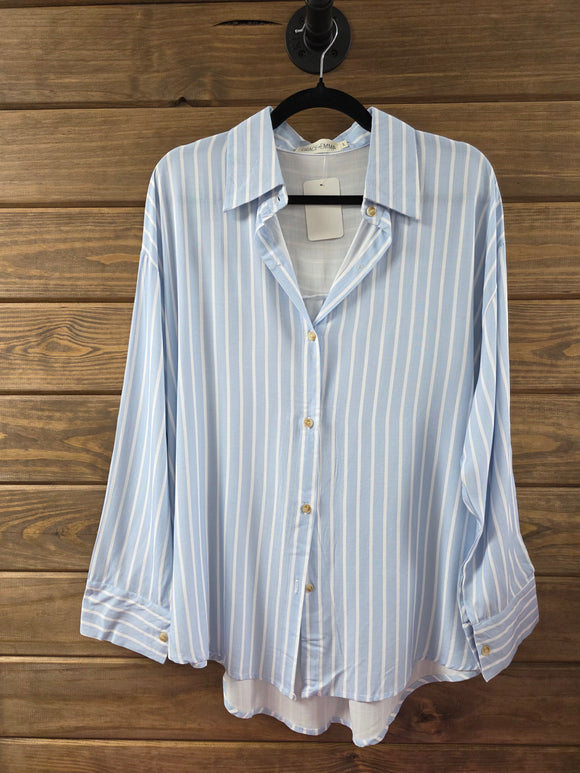 Brinkley Button-Up- Blue Shirts & Tops BlueSkyeBoutique   BlueSkyeBoutique