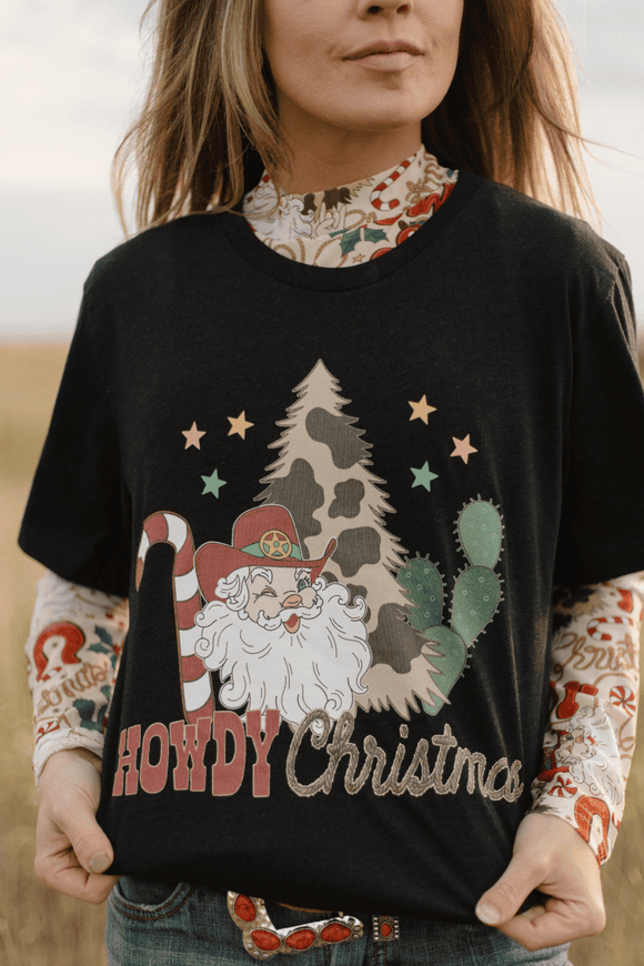 Howdy Santa Tee Graphic Tee BlueSkyeBoutique   BlueSkyeBoutique
