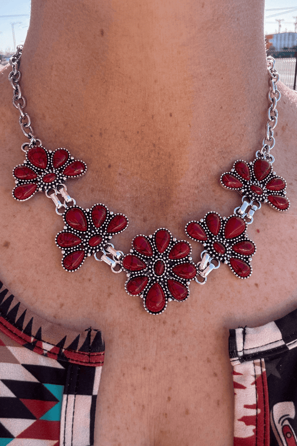 Ruby Flower Necklace Necklaces BlueSkyeBoutique   BlueSkyeBoutique