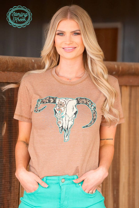 WILD AND WESTERN SKULL TEE Graphic Tee BlueSkyeBoutique   BlueSkyeBoutique