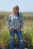Checked In Turquoise Long Sleeved Top Shirts & Tops BlueSkyeBoutique   BlueSkyeBoutique