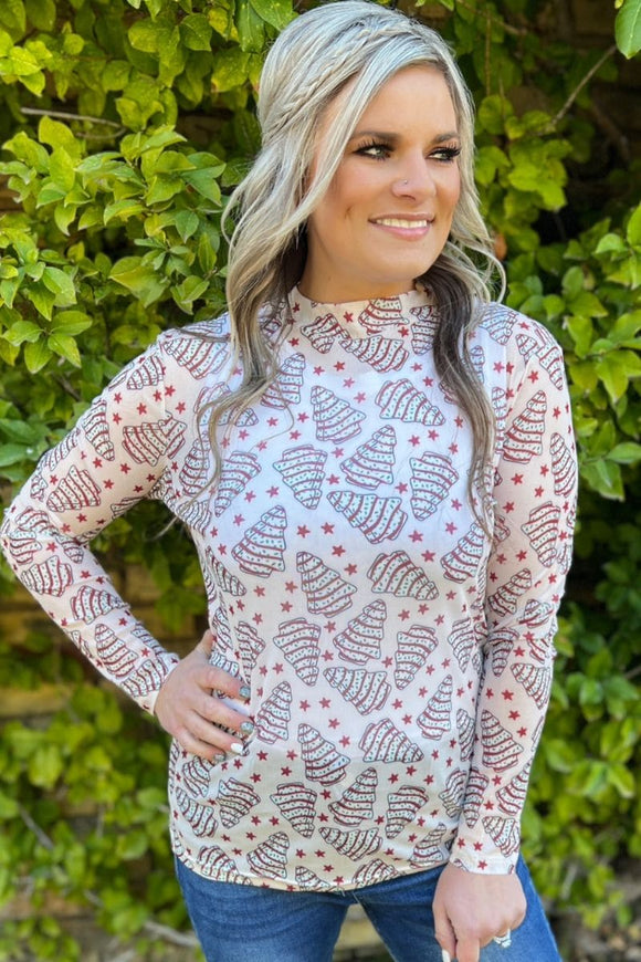Snowflakes & Tree Cakes Mesh Top  BlueSkyeBoutique   BlueSkyeBoutique