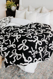 Black & White Bows Double Sided Wholesale Knitted Blanket Gift BlueSkyeBoutique   BlueSkyeBoutique