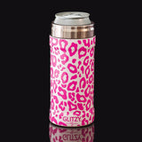 Pink Leopard Skinny Can Cooler 12oz. Glitzy