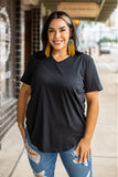 Black Basic V-Neck Tee BlueSkyeBoutique