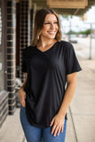 Black Basic V-Neck Tee BlueSkyeBoutique