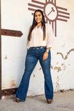 Dark Wash Flare Jeans -Plus BlueSkyeBoutique